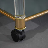 Vintage brass and lucite serving trolley, France 1960s