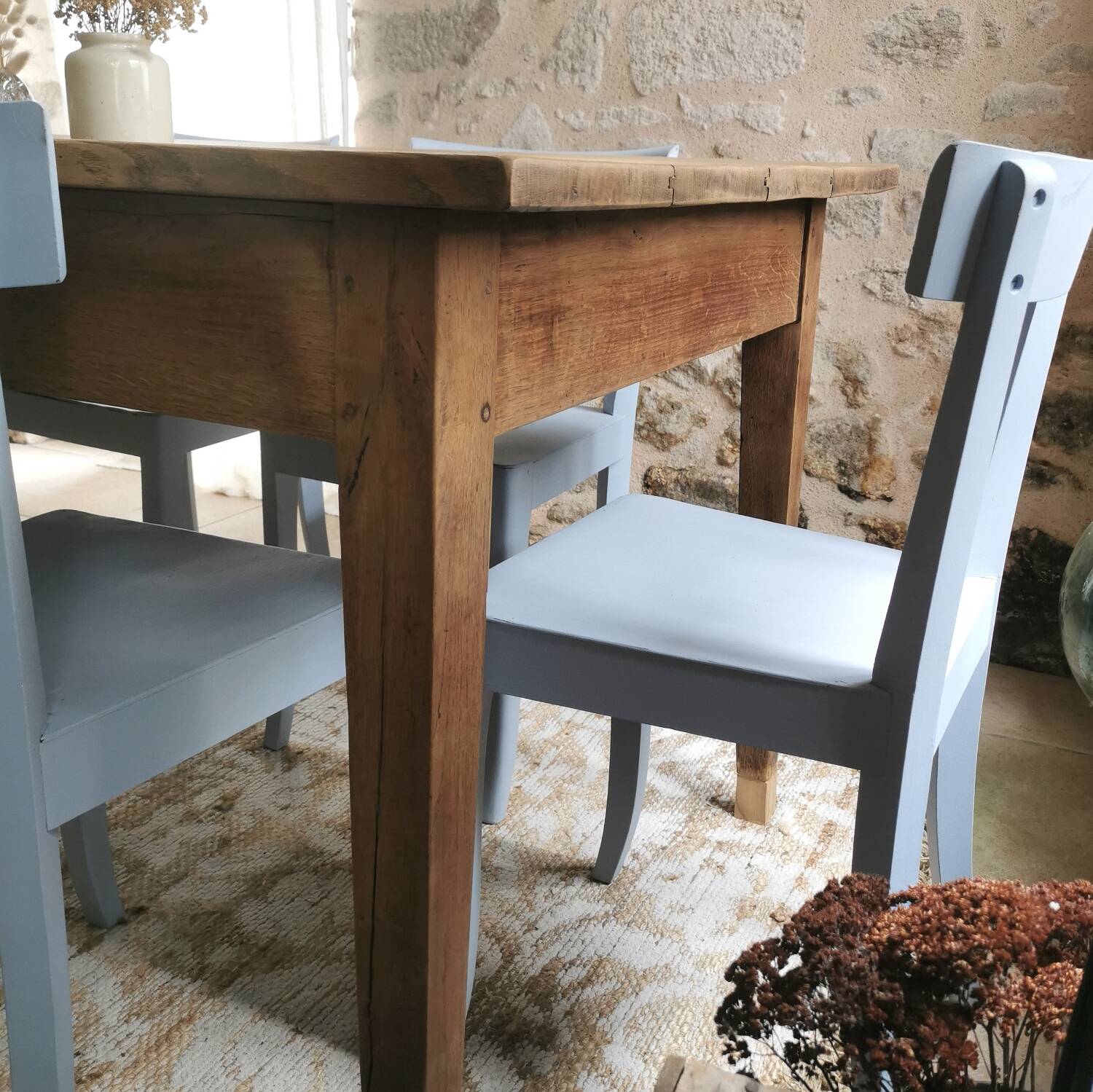 Fully restored solid wood farmhouse table. 160 cm