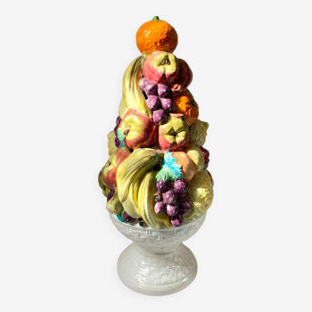 Sculpture coupe de fruits en céramique Bassano
