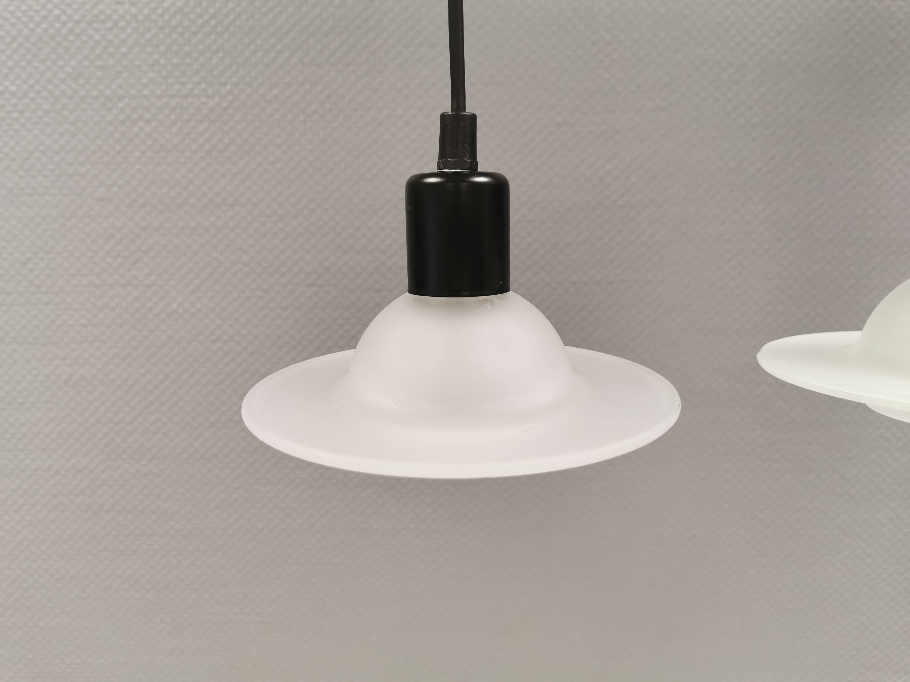 White glass UFO pendant lights by Design-Light, early 1990s Denmark