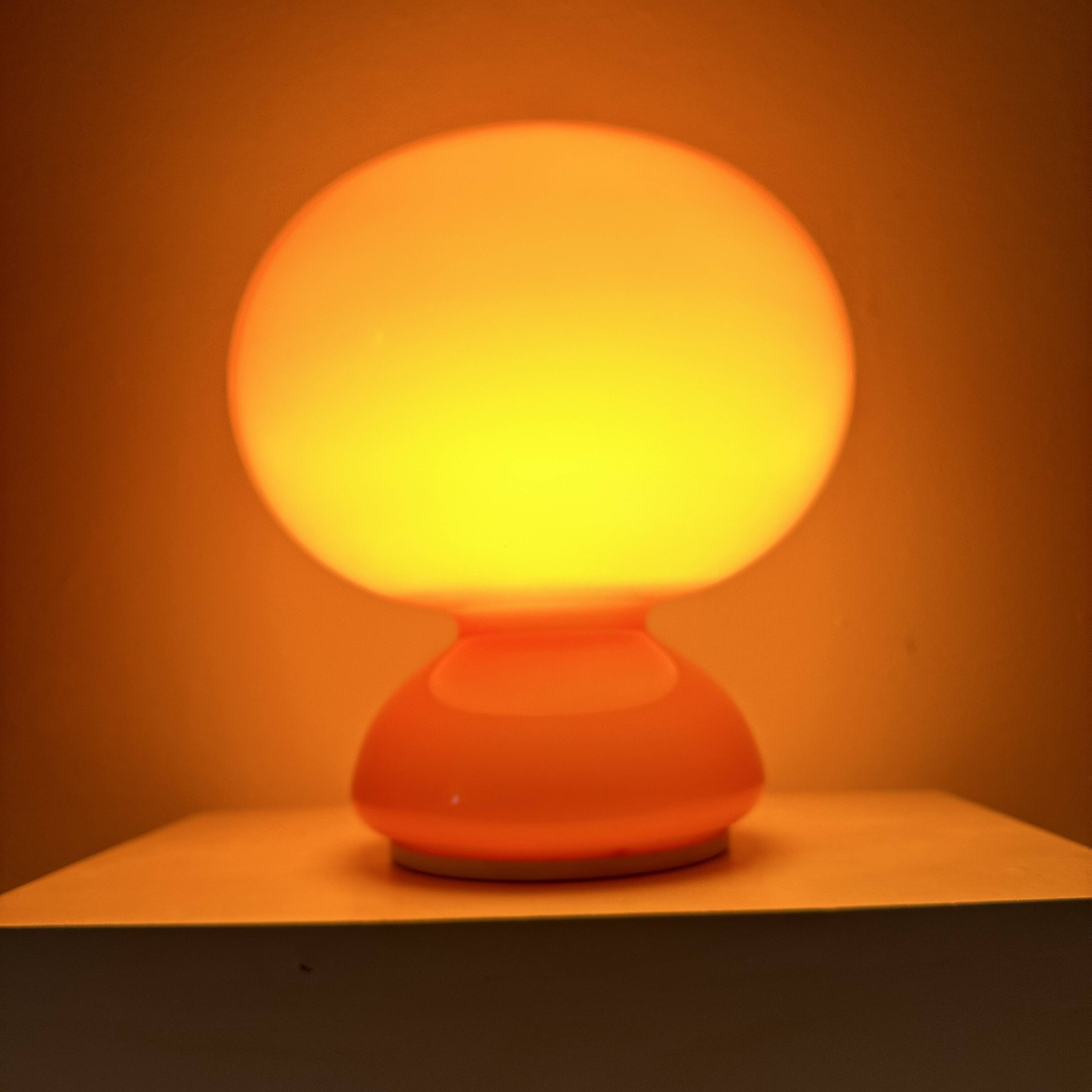Space age orange glass table lamp , 1970s