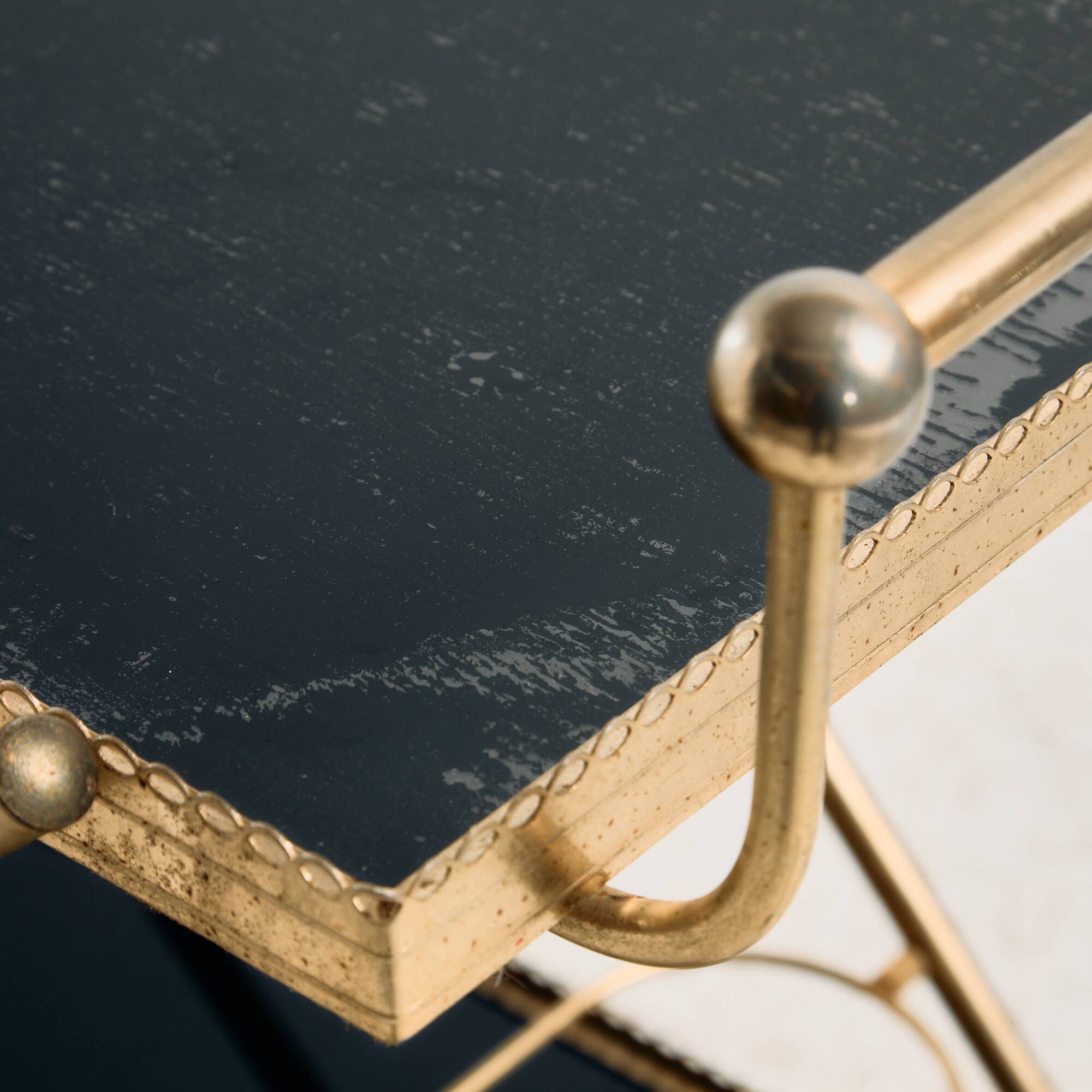Brass-framed dessert trolley by Maison Jansen, France.