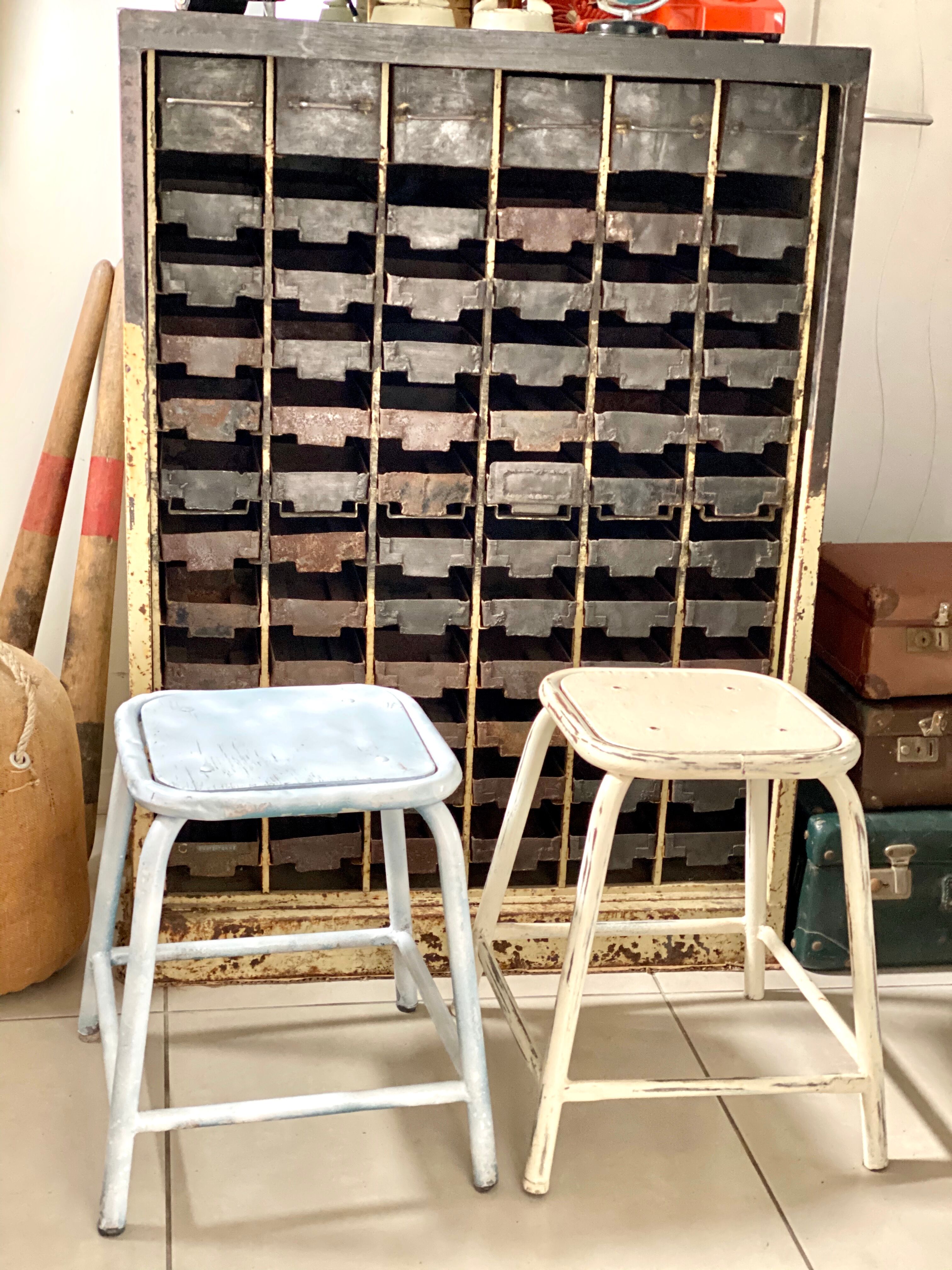 Pair of industrial workshop stools
