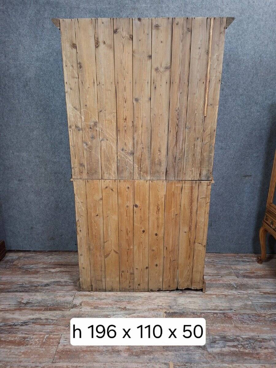 Two-body antique buffet in solid pine – glazed dresser – country style