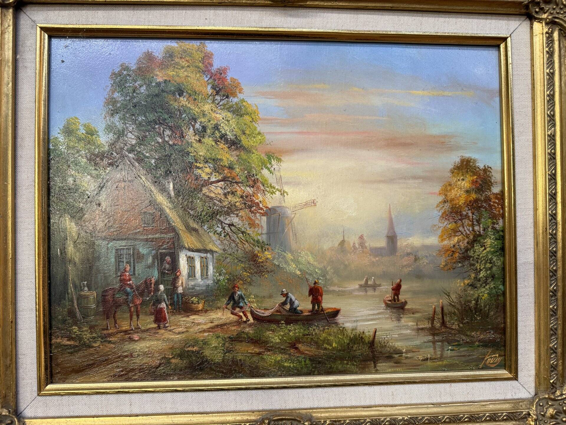 Tableau Huile sur panneau paysage