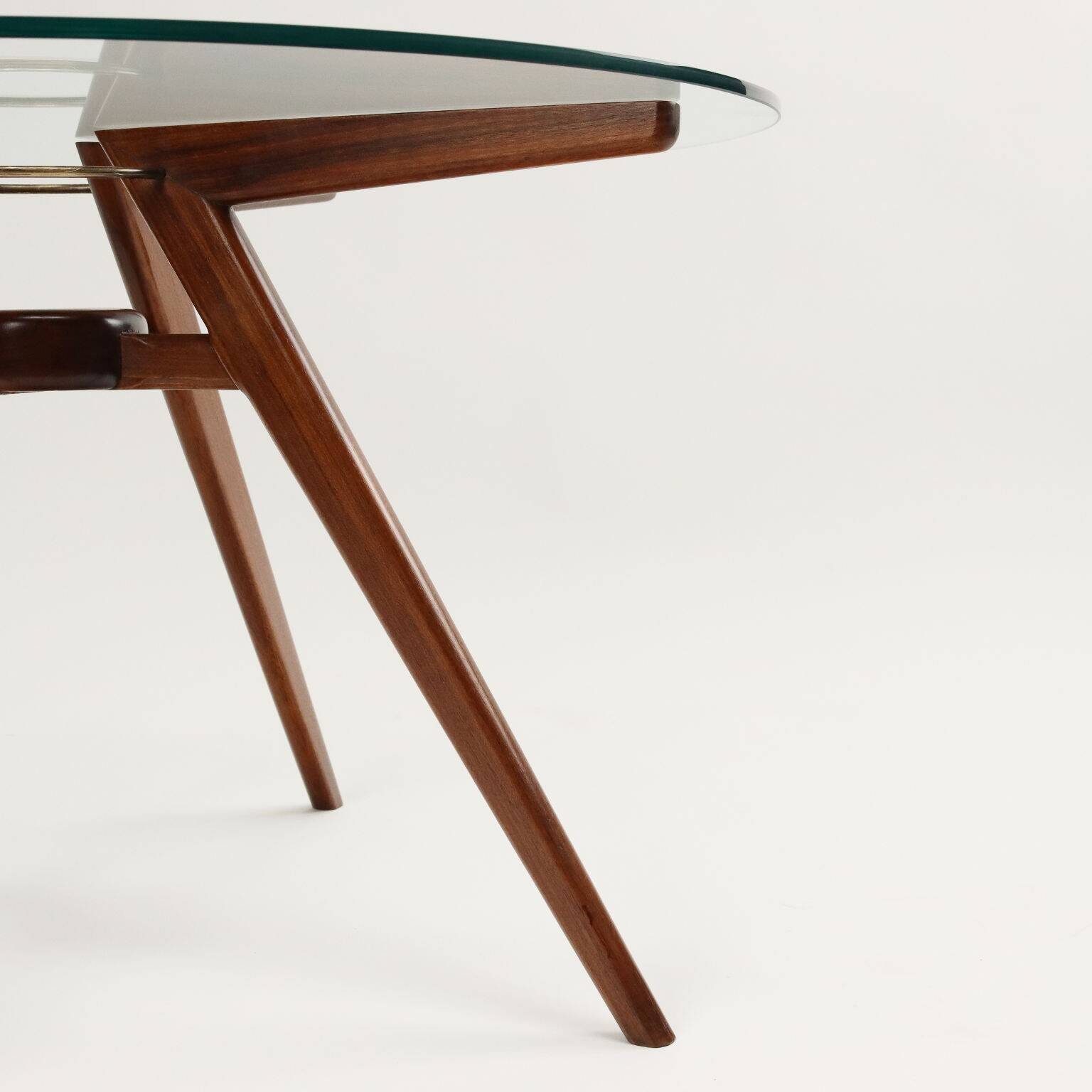 Vintage coffee table in beech and glass Argentina 1950s