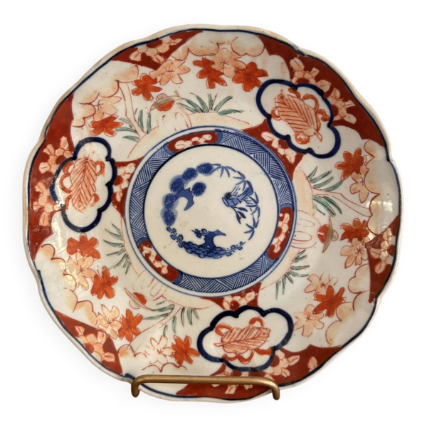 Coupelle Assiette Lobée Porcelaine Imari Japon Pin Bambou Meiji