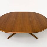 Table à manger ronde extensible danoise en teck, années 1970