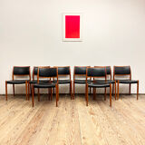 8 Danish Mid-Century Teak Dining Chairs #80 by Niels O. Møller for J. L. Moller, 1960s