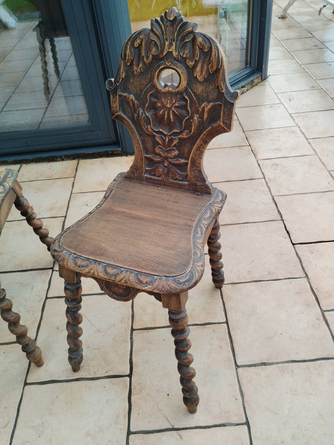 Pair of old Alsatian brutalist chairs