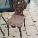 Paire de chaises brutaliste alsaciennes ancienne