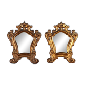 Paire de miroirs baroques anciens en bois sculpté et doré, Italie, XVIIIe siècle