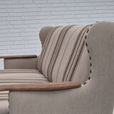 1970s, Danish 3-seater sofa, furniture wool fabric, oak wood, original.