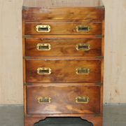 Military desk Harrods in Burr Yew wood with leather, country style.