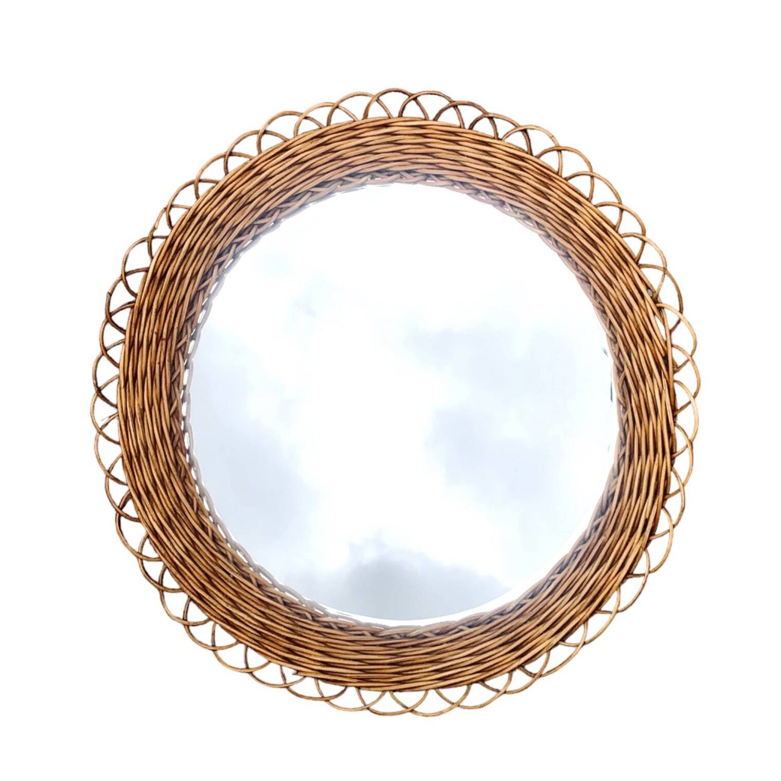 Round vintage wicker mirror - 45 cm