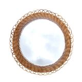 Round vintage wicker mirror - 45 cm