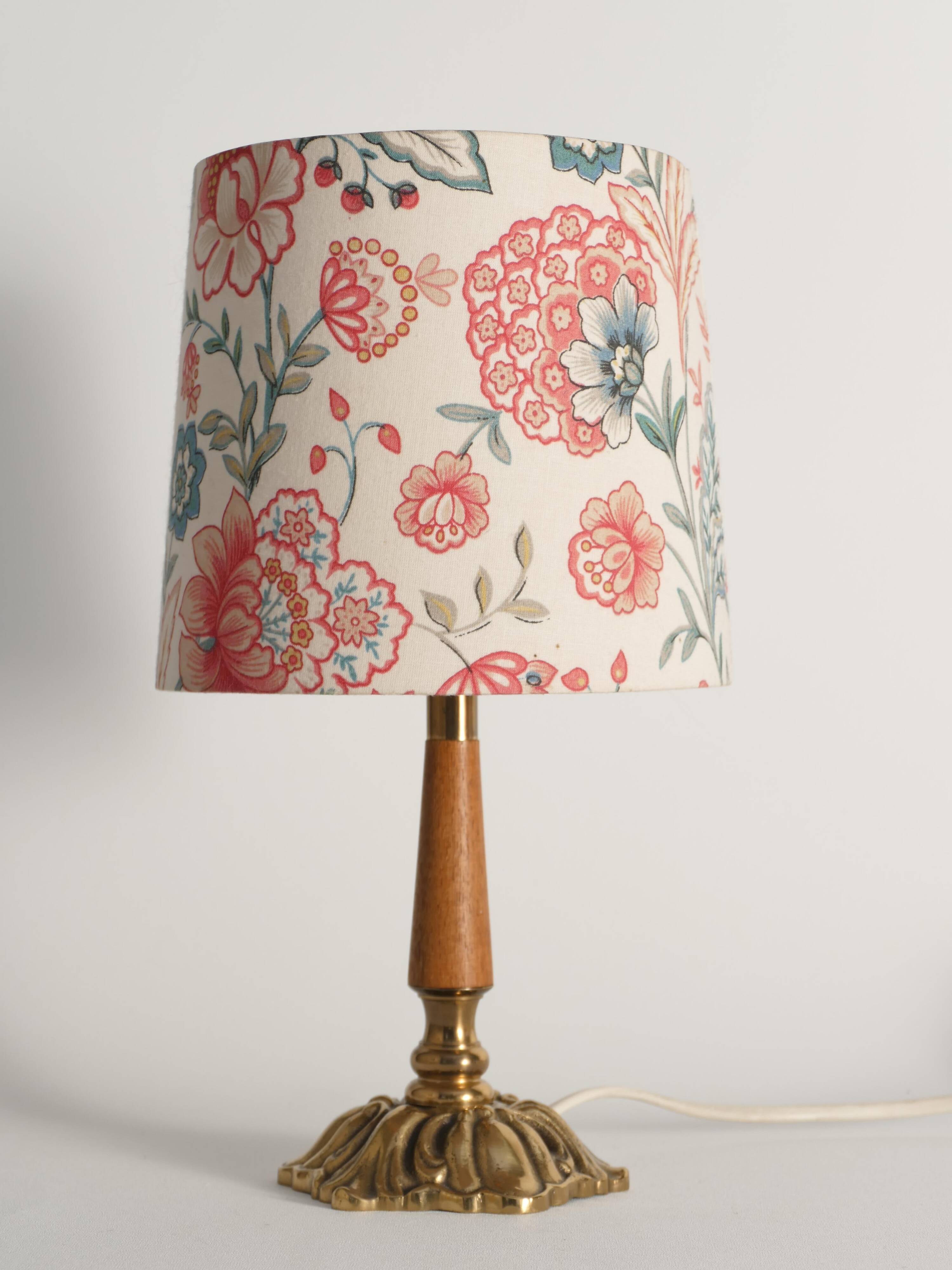 Brass Table Lamp with Teak, Asea, Sweden 1950s