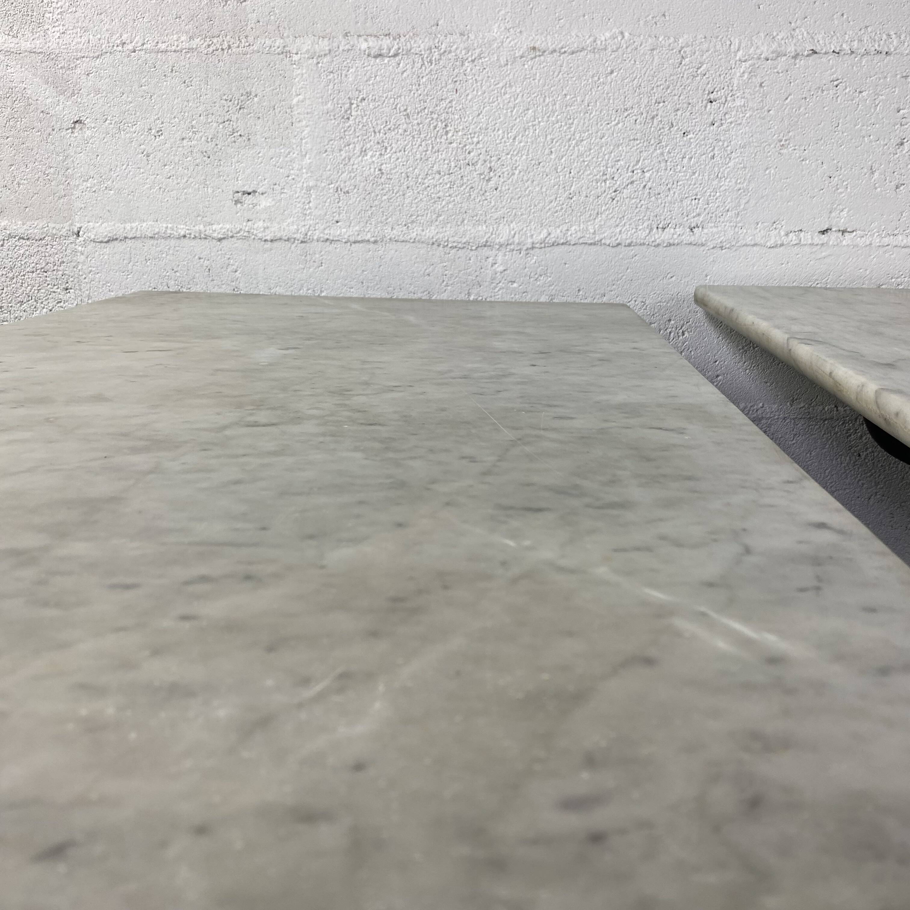 Set of two bistro tables in marble and wrought iron