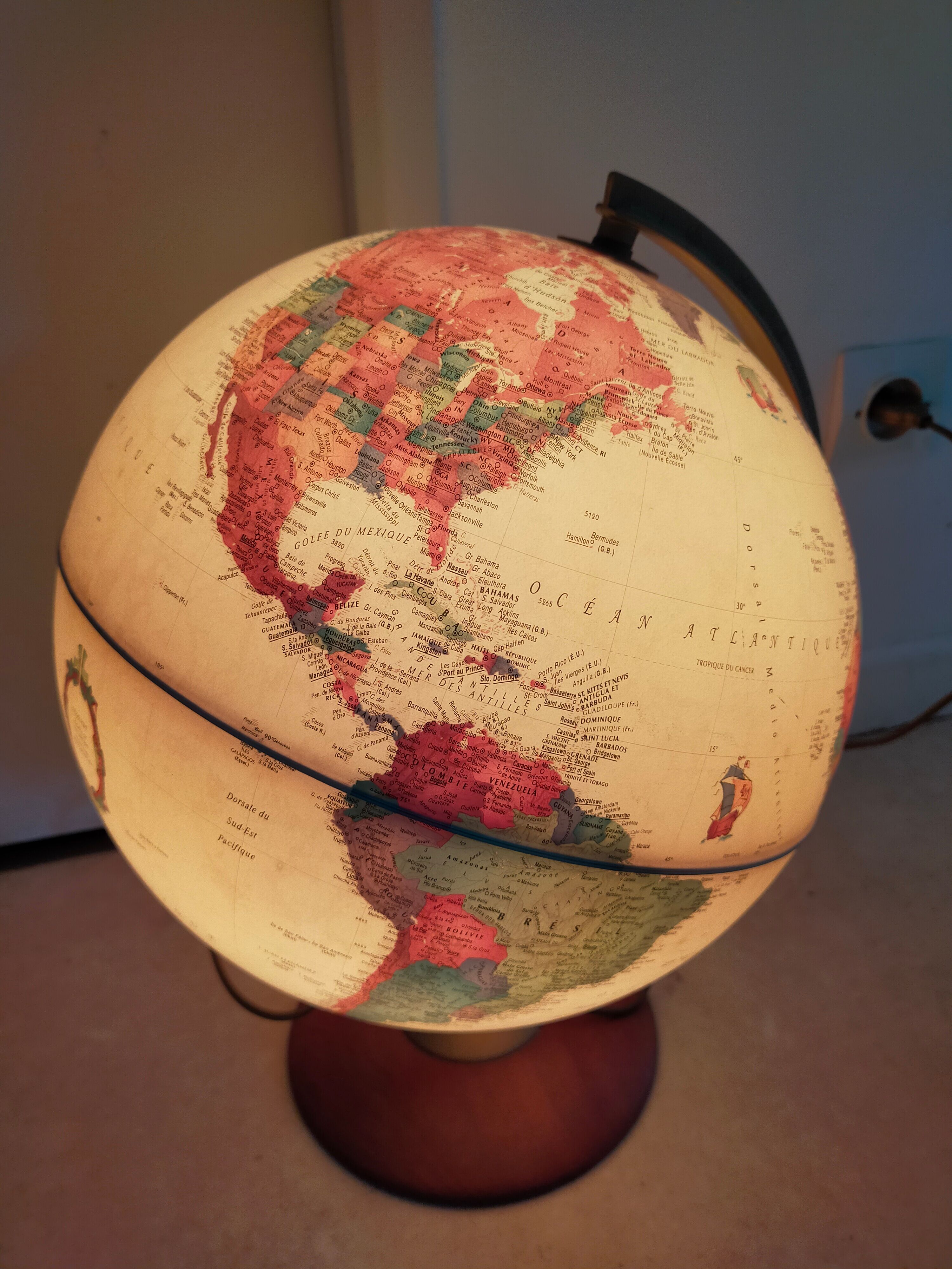 Vintage globe with ancient cartography