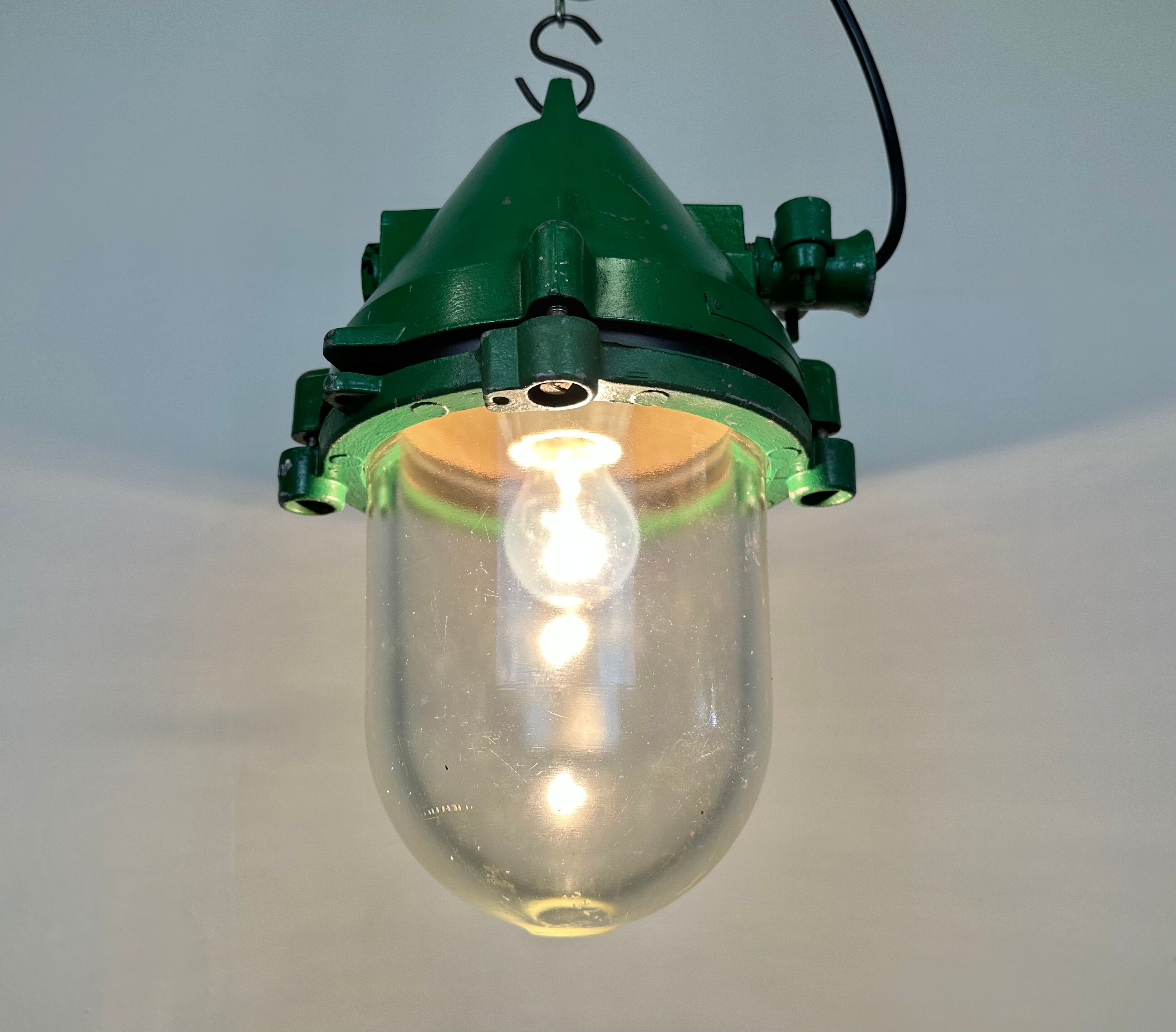 Green Industrial Cast Aluminium Explosion Proof Lamp, 1970s