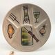 6 hand-decorated burgundian fondue plates in ceramic
