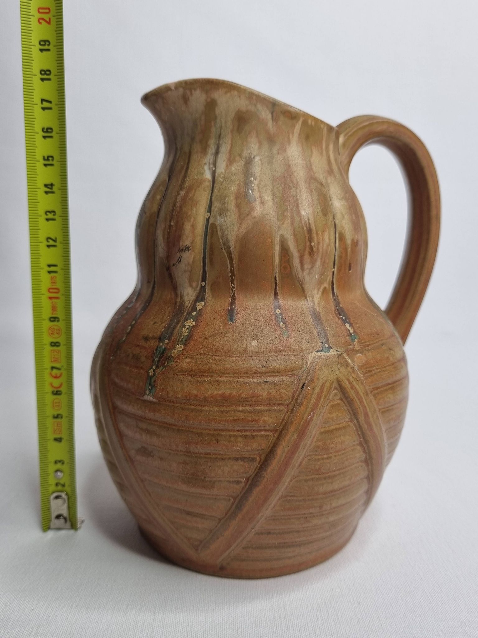 Art Deco pitcher in flamed sandstone from Denbac, Vierzon