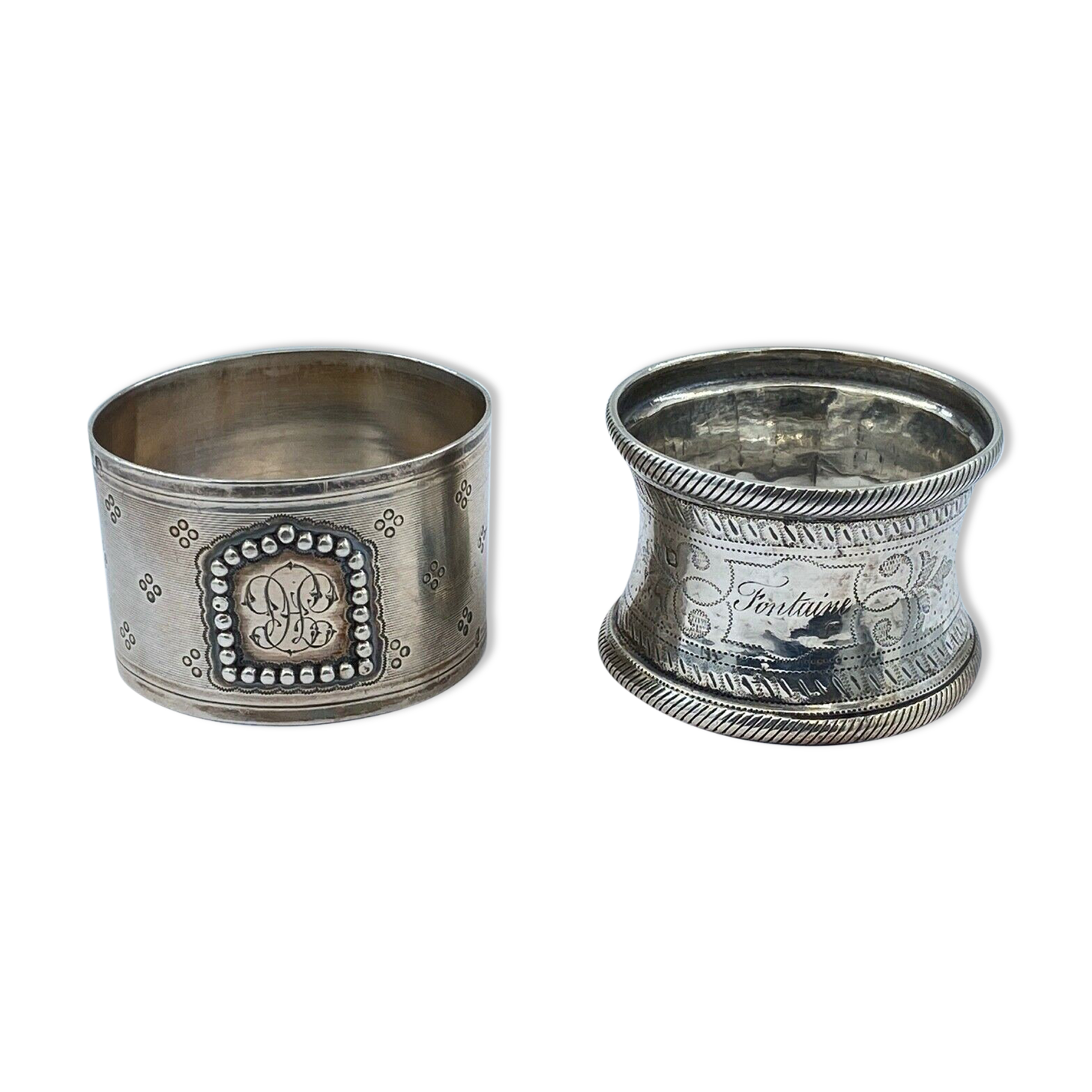 Two rounds of fine nineteenth silver towels louis xvi minerve style