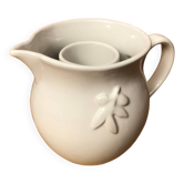 Ancien Pichet Rafraîchissoir Carafe Céramique Émaillée Blanc Vintage