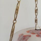 Art Deco suspension in glass paste and twisted brass chain signed Degué