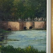 Signed 20th Century Rustic Landscape Painting the Smedepoort Bruges, Belgiu