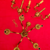5-spoke chandelier and its 2 sconces in real bronze