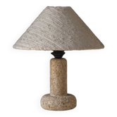 Table lamp made of limestone with a wool shade, France, 1970s.