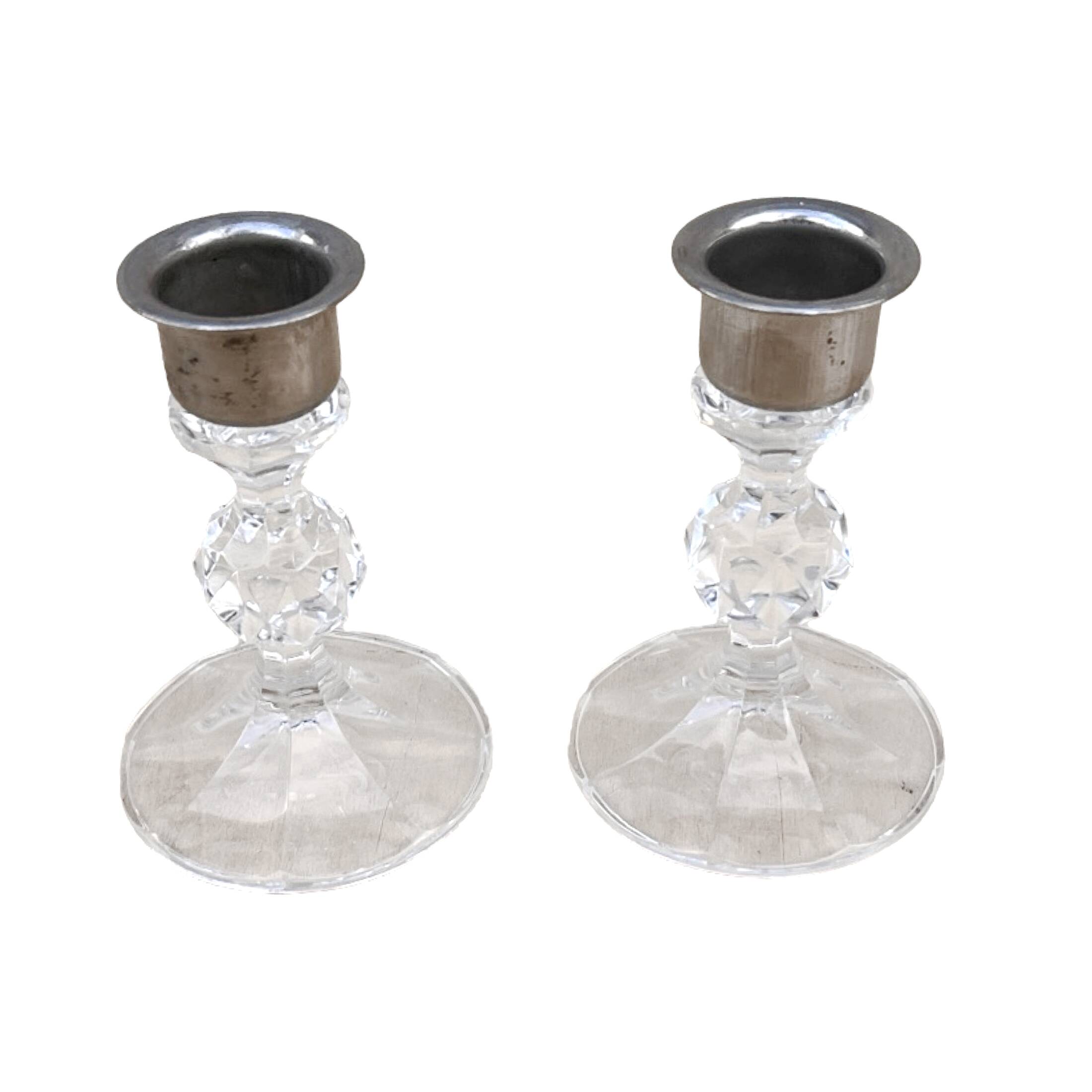 Paire de bougeoirs en cristal, Crystalex, Tchécoslovaquie, années 1980.