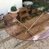 Glass round dining table