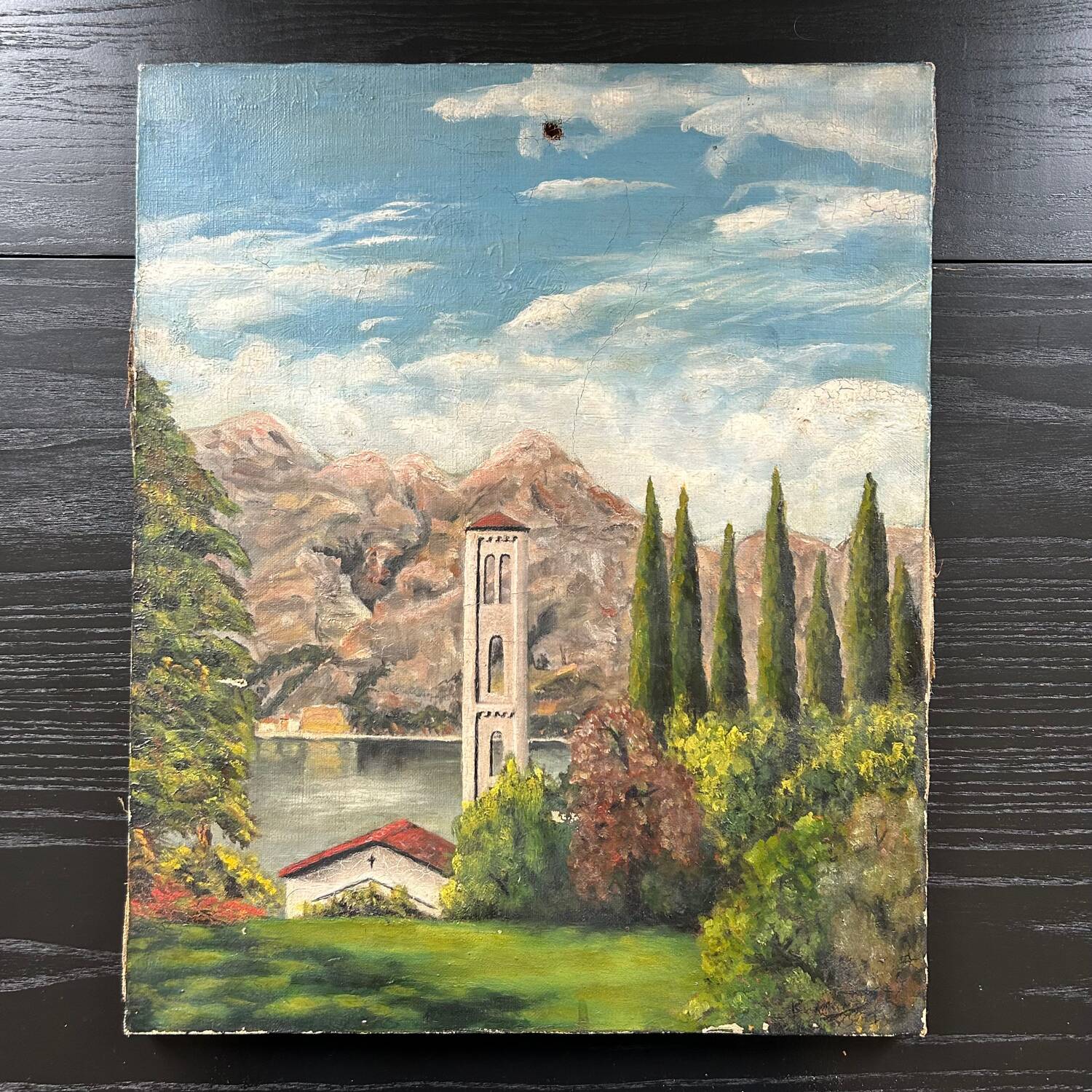 Old landscape painting of Tuscany