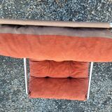 Brick velvet armchair