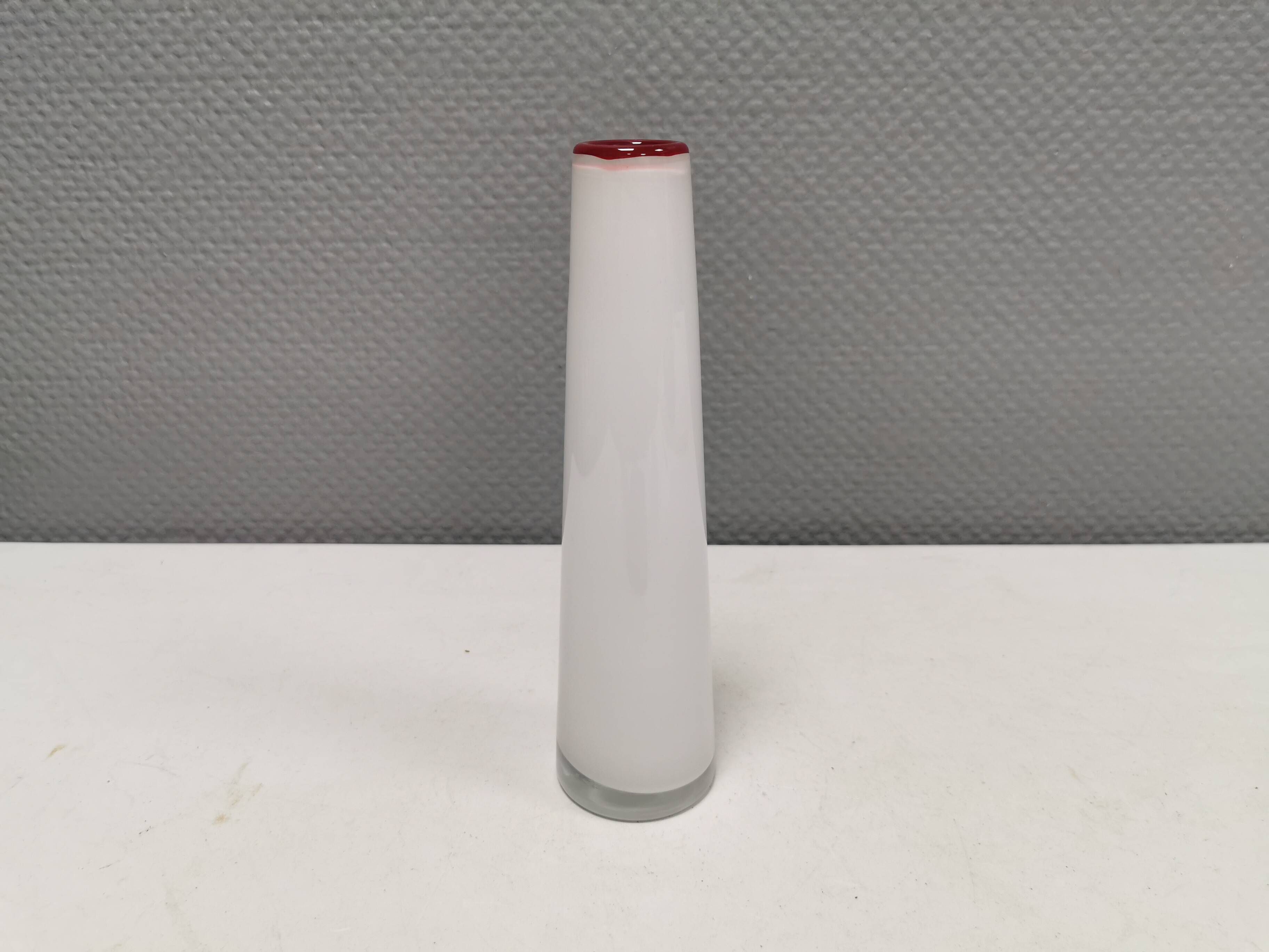 Slim mouth-blown vase from Danish holmegaard glassworks, estimated 1980s.