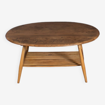 Table rétro vintage en orme massif Ercol modèle 454, table basse