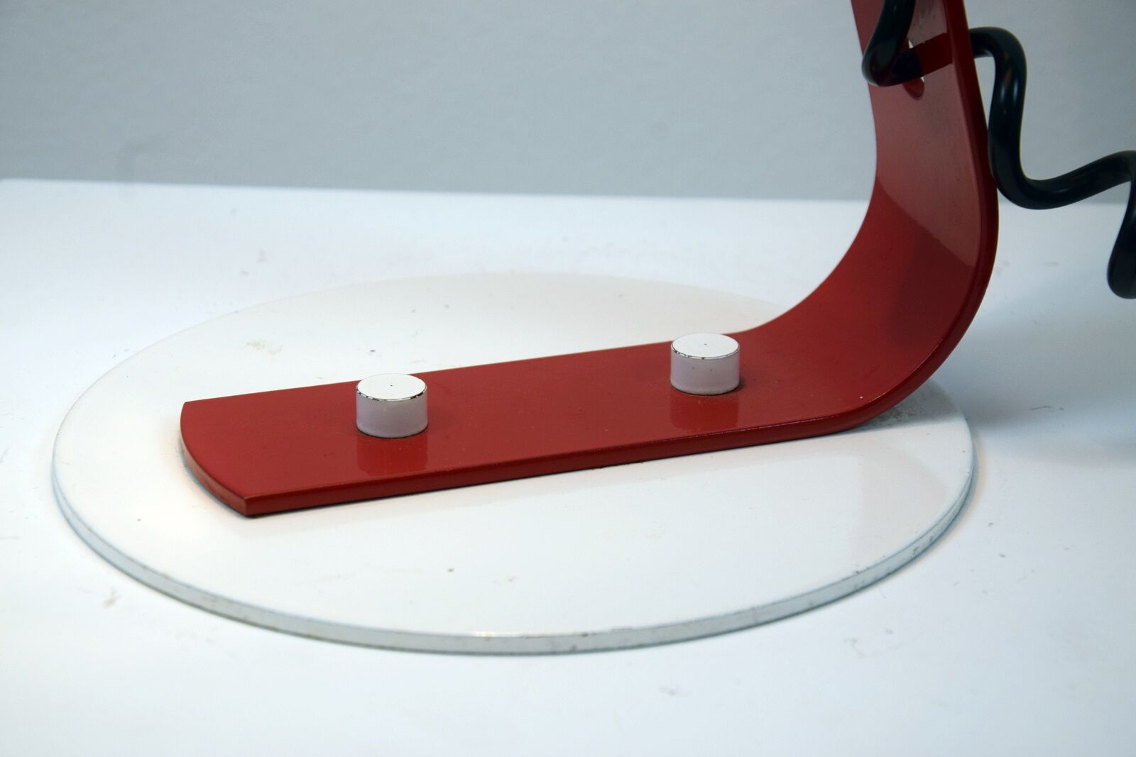 White and red steel desk lamp