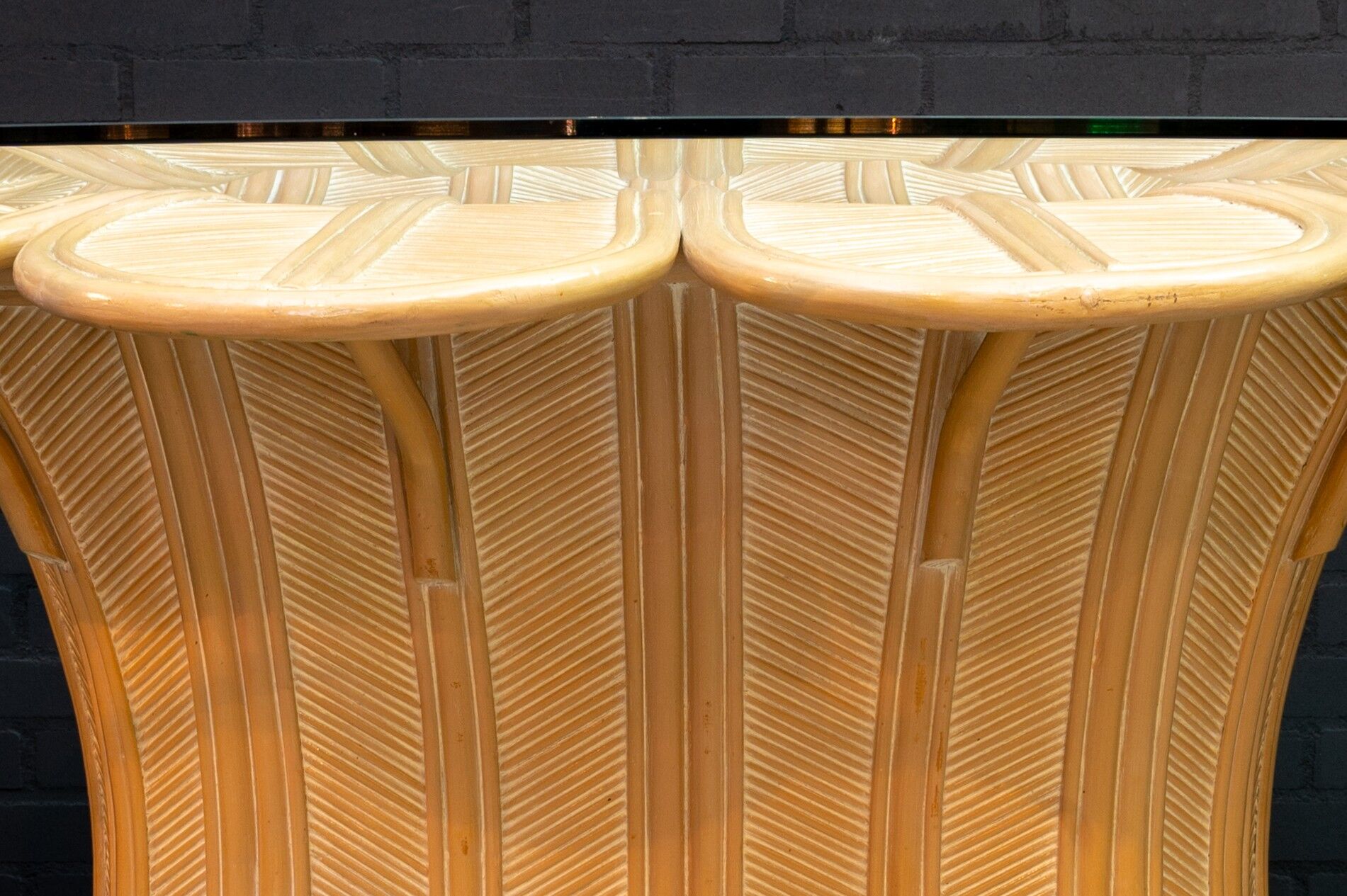 Hollywood Regency Italian rattan dining table 1970