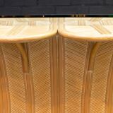 Hollywood Regency Italian rattan dining table 1970