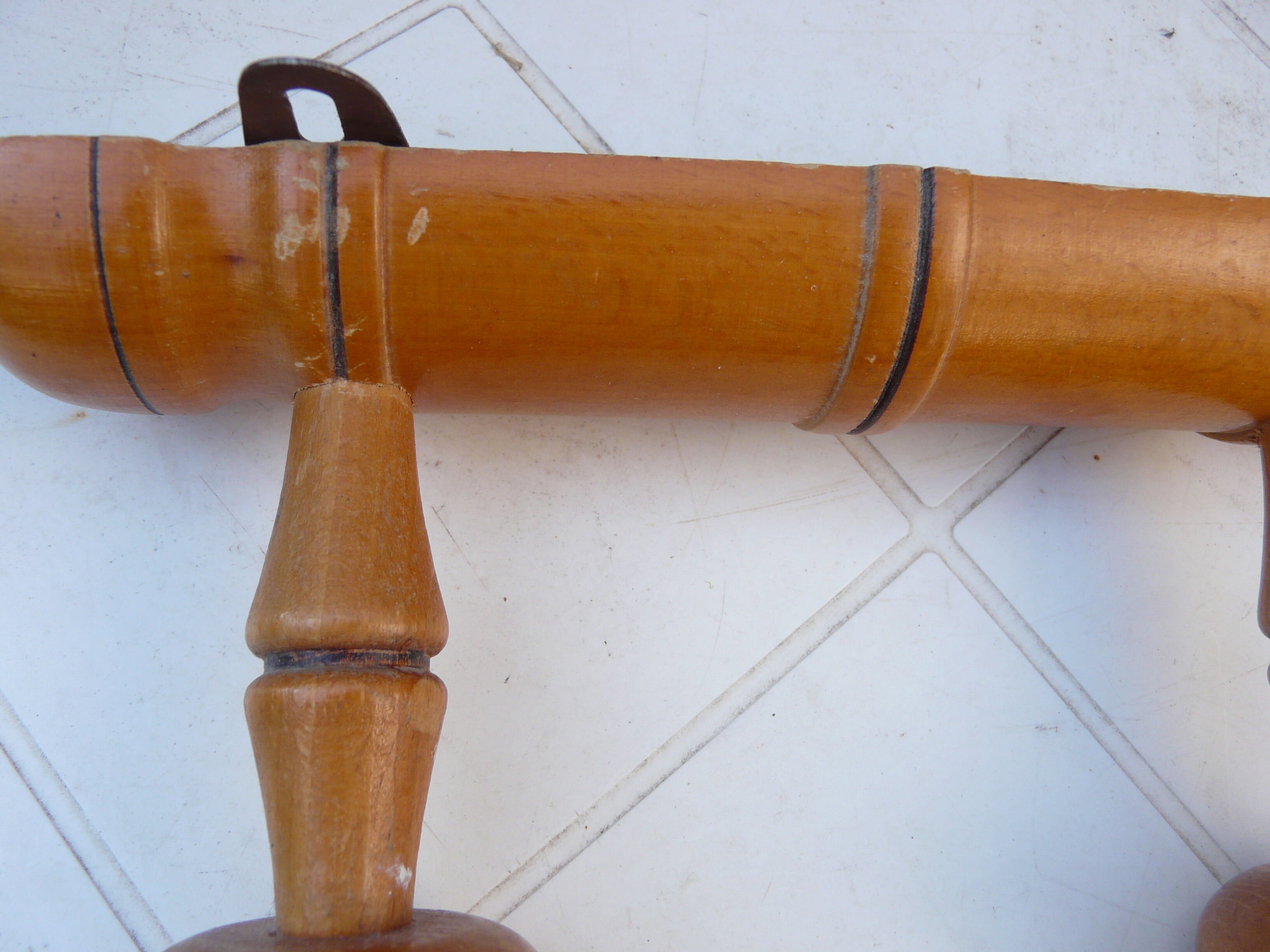 Wooden coat rack bamboo style 40s, 2 hooks