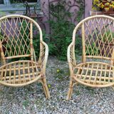 Lounge in rattan and bamboo