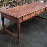 Oak farmhouse table, six drawers