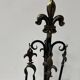 20th century wrought iron and bronze fireplace set