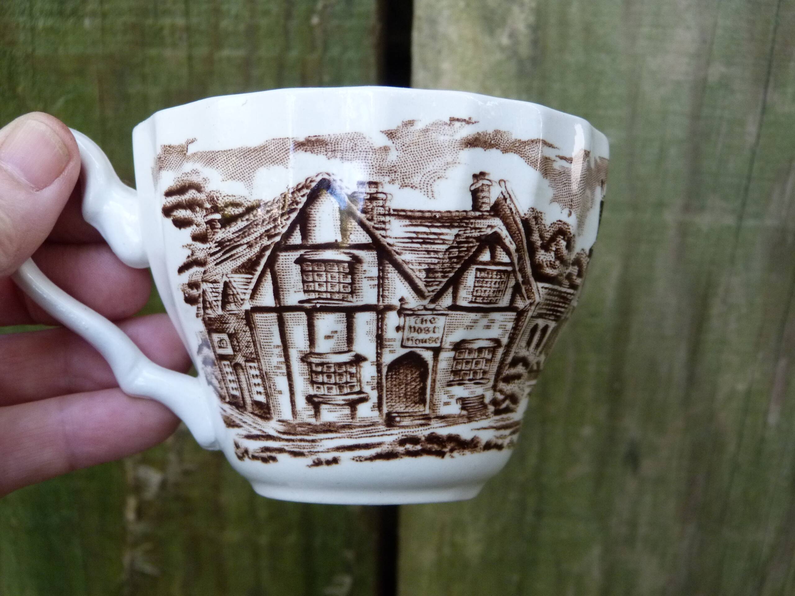 Set of 2 English porcelain cups with horse motifs