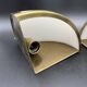Pair of corner sconces in golden brass and matt opaline
