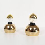 Set (2) of petite playful brass ‘ball’ wall lights, Italy 1970’s