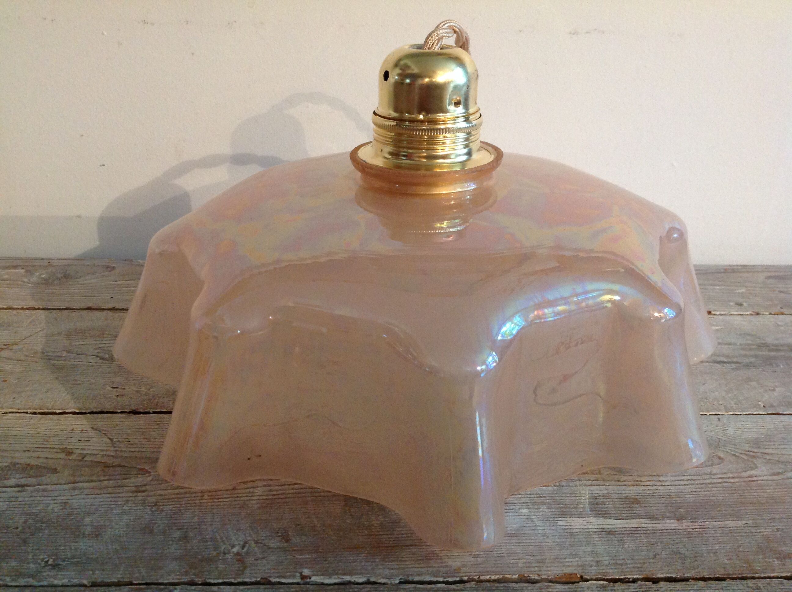 Pink opaline hanging lamp