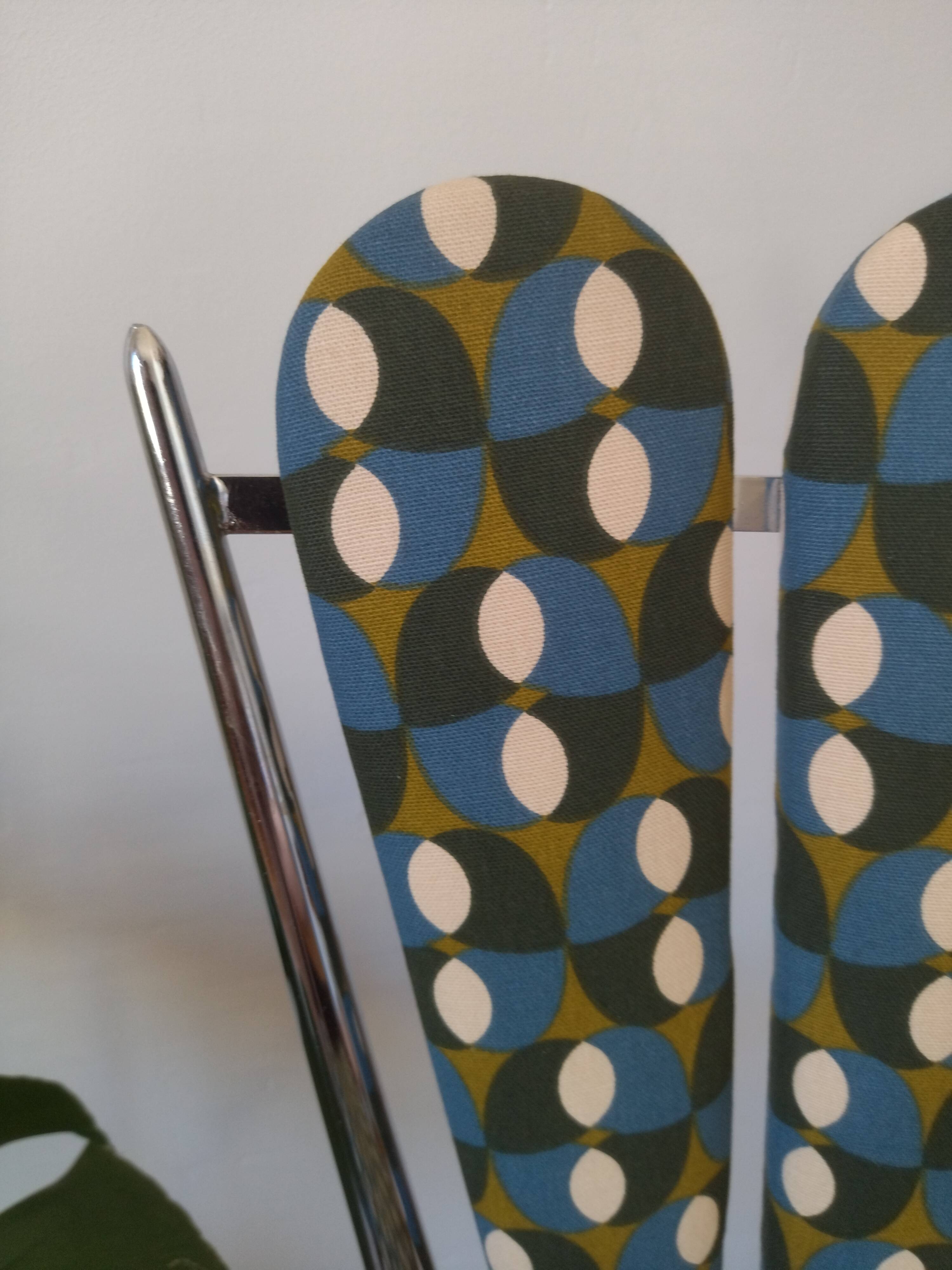 Set of reupholstered "petal" chairs